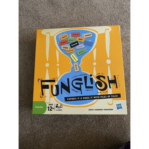 Hasbro Funglish Family Board Game Ages 12 & Up 3+ Players Word Guess Game Night - Picture 1 of 5